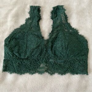 AERIE Lace No Wire Bra Hunter Green, NEW!
